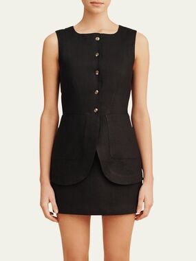 Posse Emma Linen Vest Top - Black, Medium